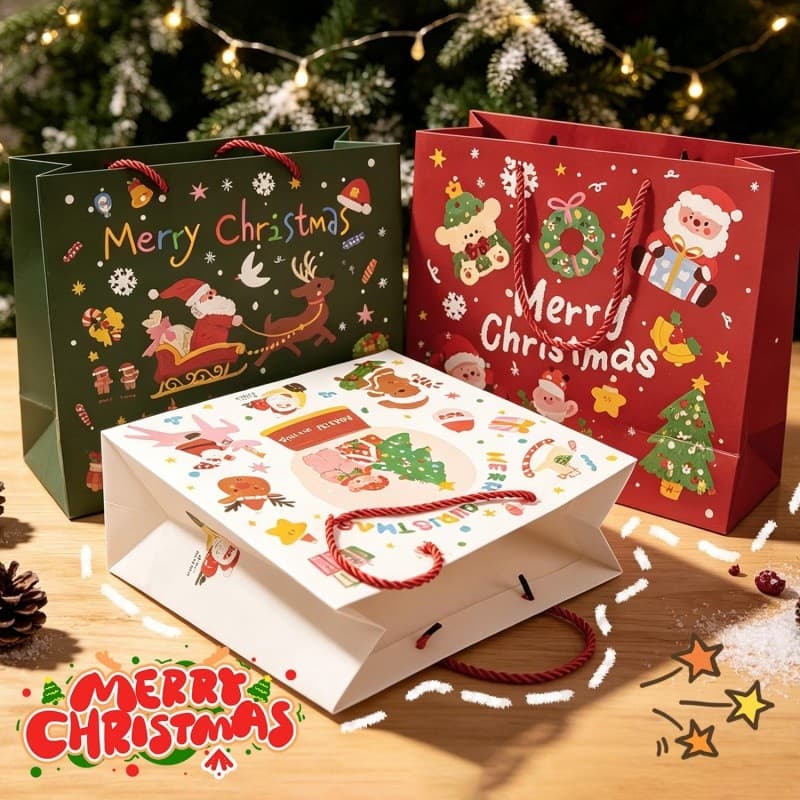 Saco De Presente Dos Desenhos Animados Do Boneco De Neve Papai Noel Portátil Reutilizável-Grande Capacidade Série De Nat