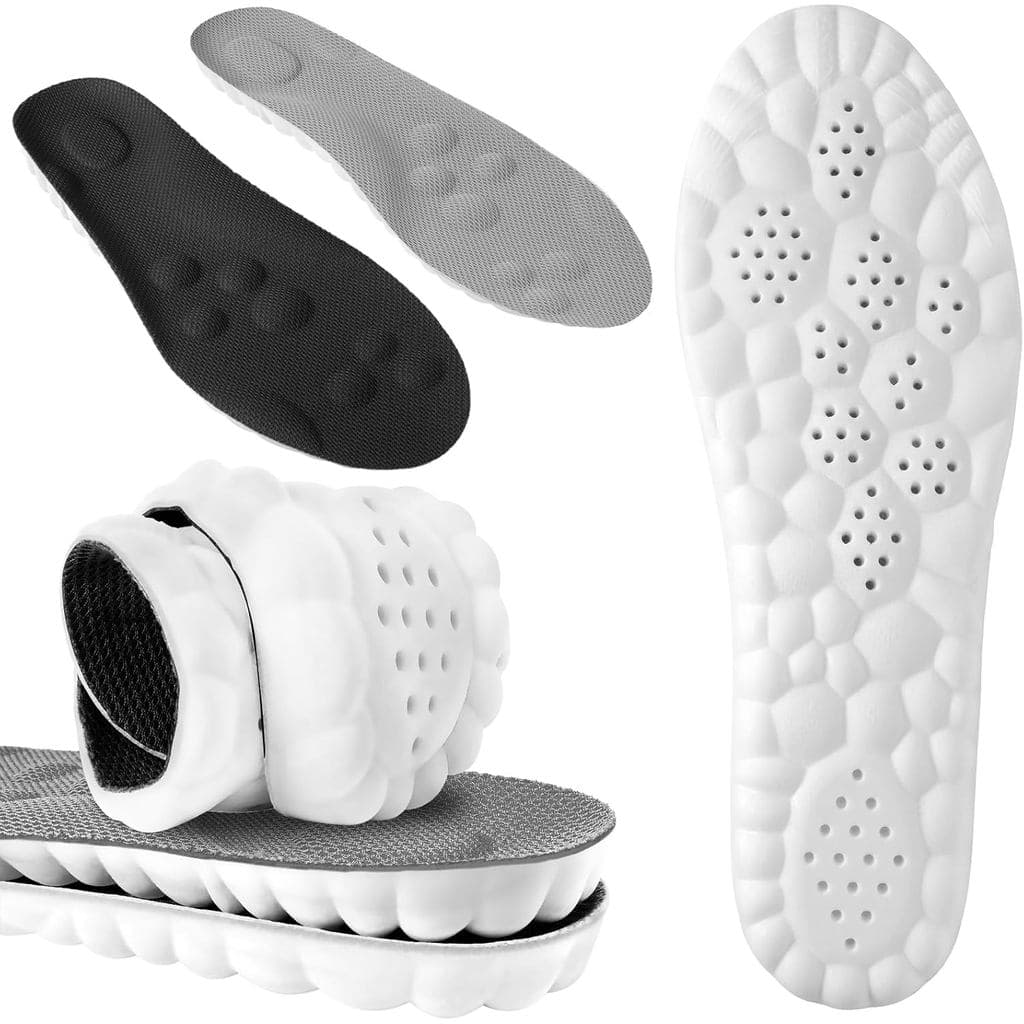 2 pares de palmilhas 4D Cloud, unissex, podem ser cortadas para se ajustarem ao interior do calçado, com suporte para o