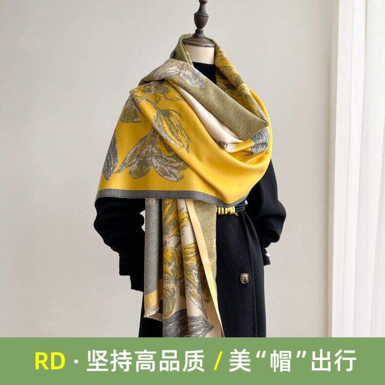 RD imitação de caxemira lírio cachecol xale exterior jogo feminino 2026 novo estilo versão coreana moda inverno quente e