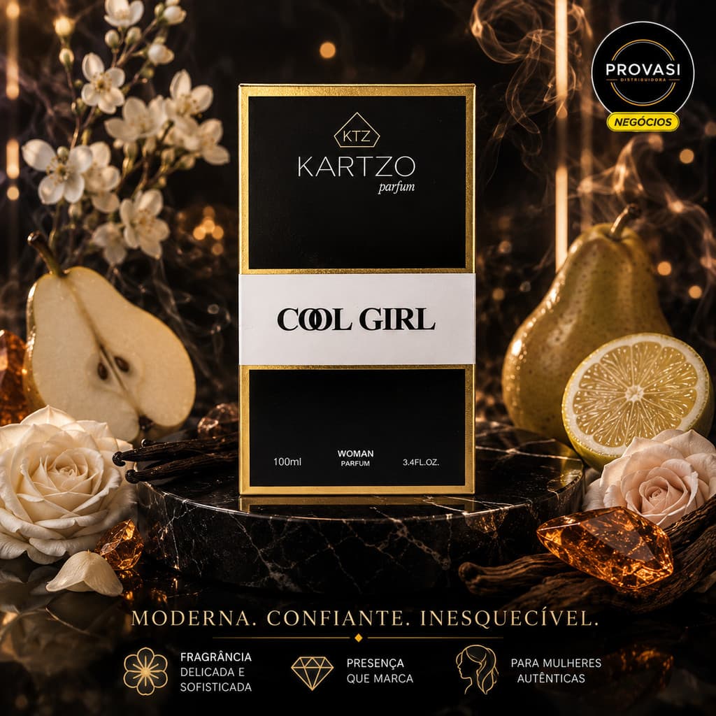Perfume Feminino Kartzo Cool Girl 100ml Parfum Floral Frutado Baunilha Longa Duração