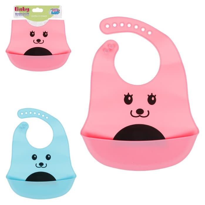 Babador Silicone Infantil Com Pega Migalhas Ajustável Impermeável Bebê Alimentação BLW