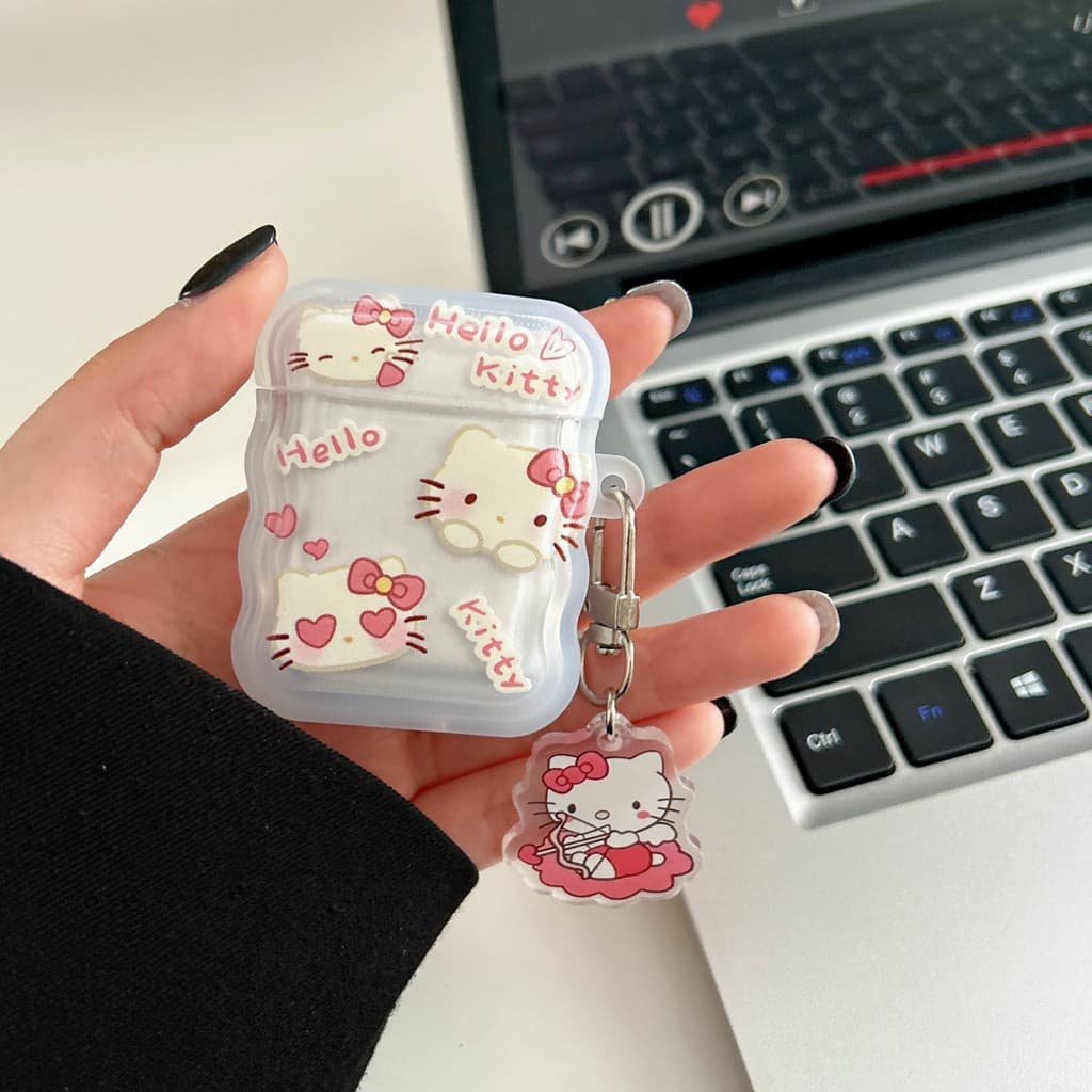 Cupid Hello Kitty case for AirPods 3/4,  1 wireless Bluetooth earphone case, 2nd generation Pro silicone AirPods 2 soft