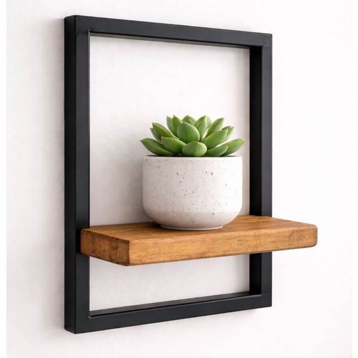 Prateleira Industrial Ferro Parede mdf Decorativa Sala Cozinha