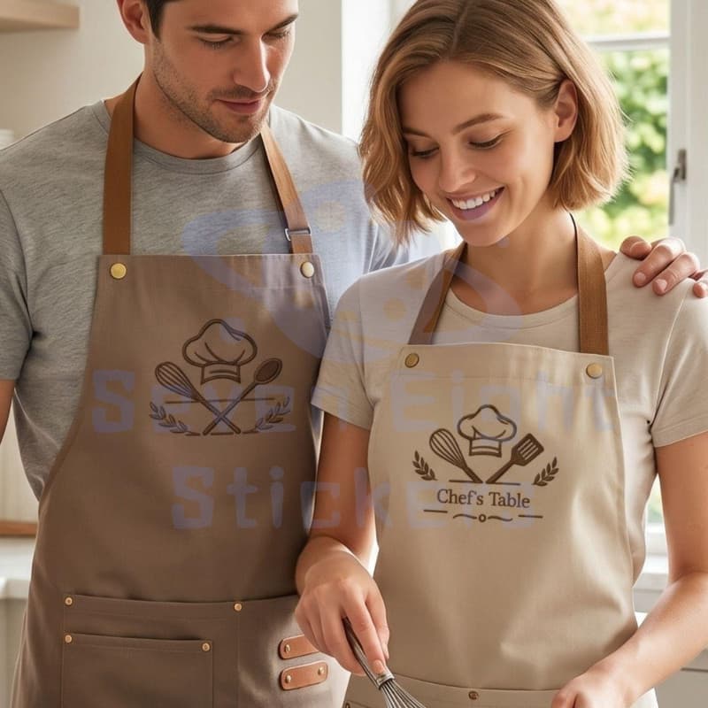 Avental Bordado Personalizado | Adequado Para Homens E Mulheres De Preparação Cozinhar Refeições Pedido Em Massa Com Log