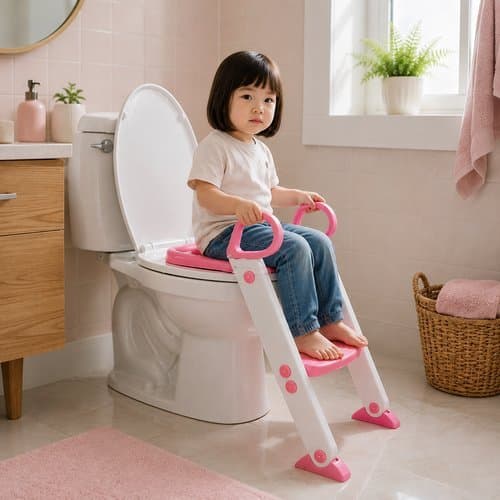 Assento Infantil Redutor Escada Segurança Conforto Rosa Banheiro Bebê
