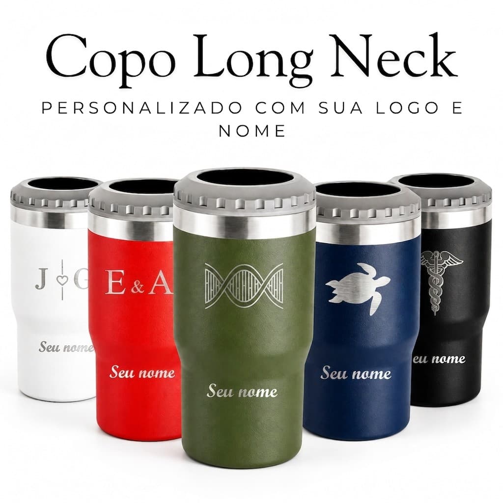 Copo Long Neck Térmico Personalizado Com Logo E Nome Gravação a Laser 420ml