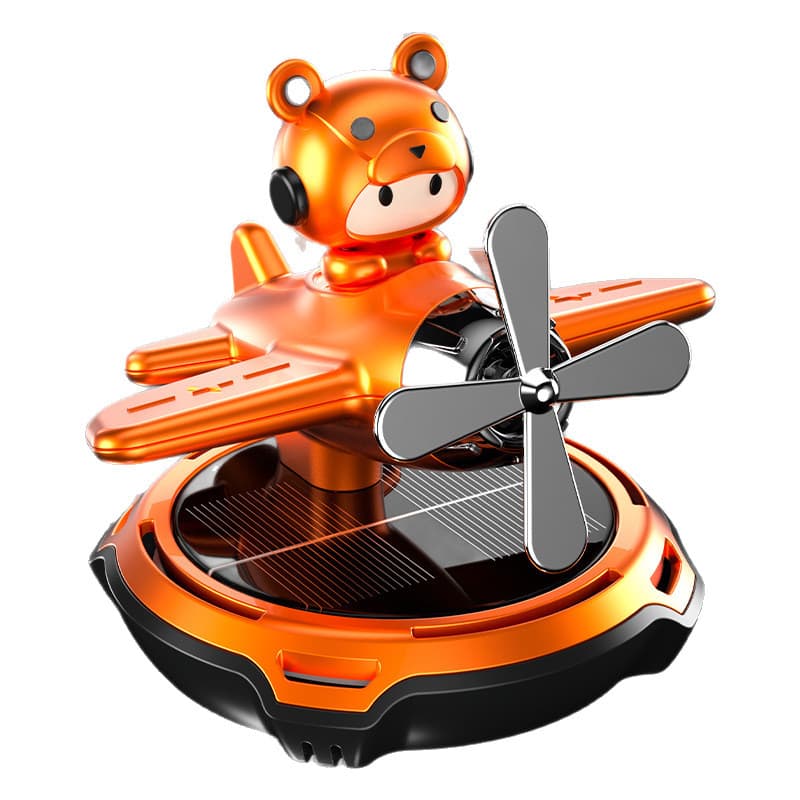 Aromatizador de ar para carro em forma de avião movido a energia solar, ornamento de urso de desenho animado, fragrância