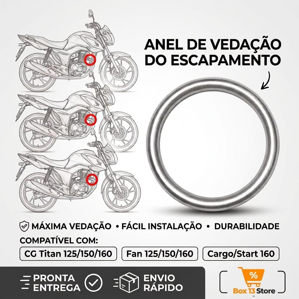 Anel De Vedação Do Escapamento Honda CG Titan Fan Cargo Start 125 / 150 / 160