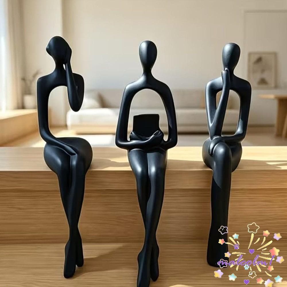MALCOLM1 3 Peças Estatueta De Pensamento Decoração De Babá De Borda , Perna Longa Impressa Em 3D Conjunto De Escultura H