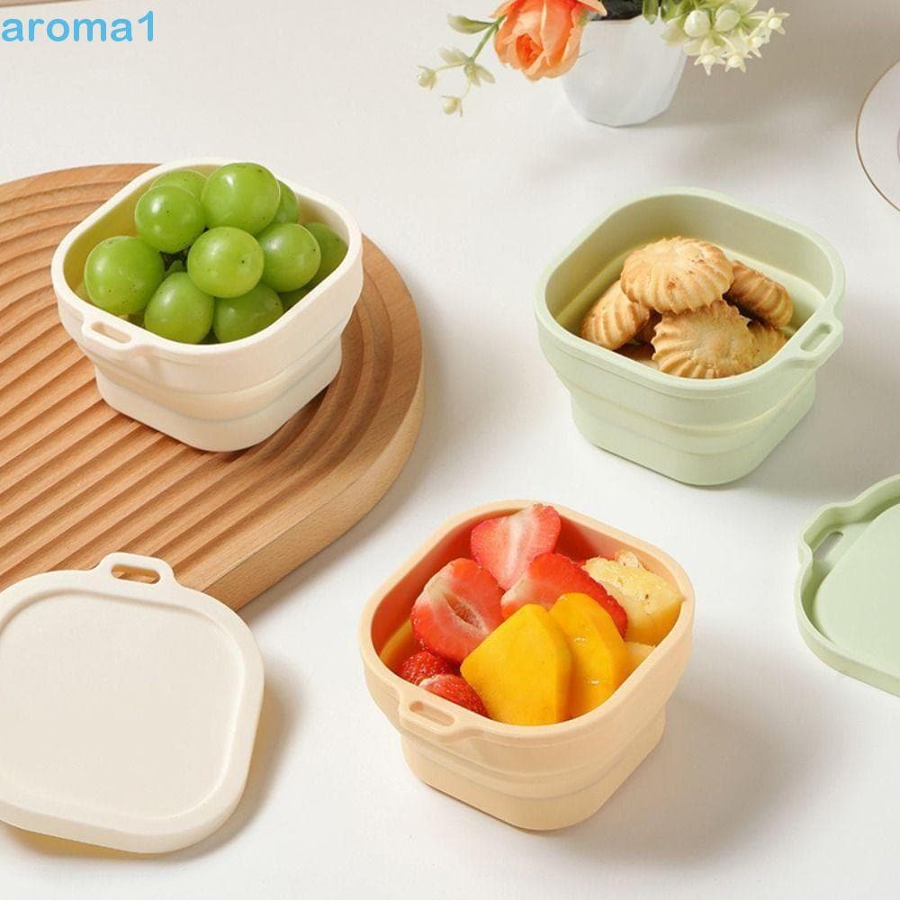 AROMA1 Caixa de Almoço Dobrável, Tigelas Portáteis para Camping de 400ml, Recipiente para Armazenamento de Alimentos com