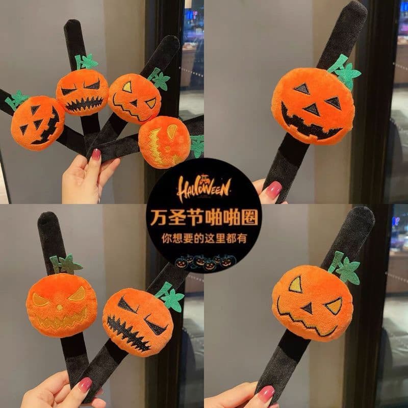 Estoque pronto presente de Halloween decoração de abóbora de pelúcia criativo bonito abóbora Pop anel pulseira crianças