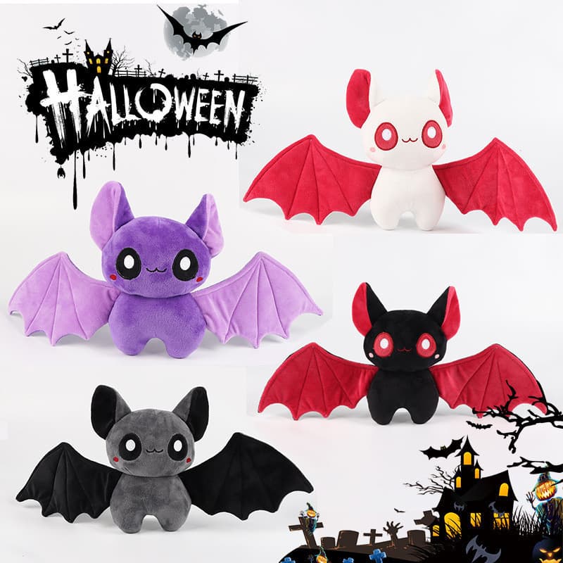 Brinquedo De Pelúcia De Morcego De Desenho Animado De Halloween , Animal Preto Fofo , Decoração Assustadora E Presente D