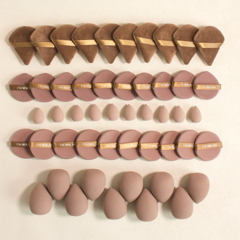 Conjunto de 50 Esponjas de Maquiagem de Cor Sólida, Esponja de Beleza em Forma de Ovo, Esponja de Algodão, Conjunto de M