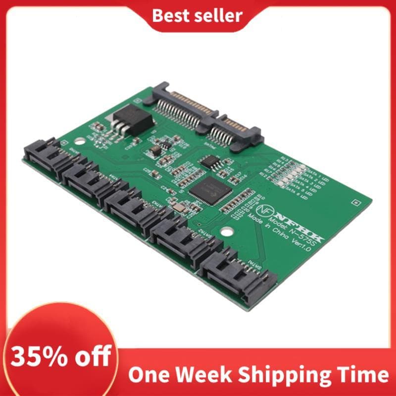 Placa De Expansão SATA 1 A 5 Portas SATA3.0 Controladora-Mãe Porta Multiplicador Riser Cartão HUB Adaptador Fácil De Usa
