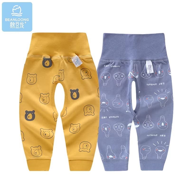 Bebê calças compridas puro algodão primavera outono masculino cintura alta calças de proteção da barriga calças de pijam