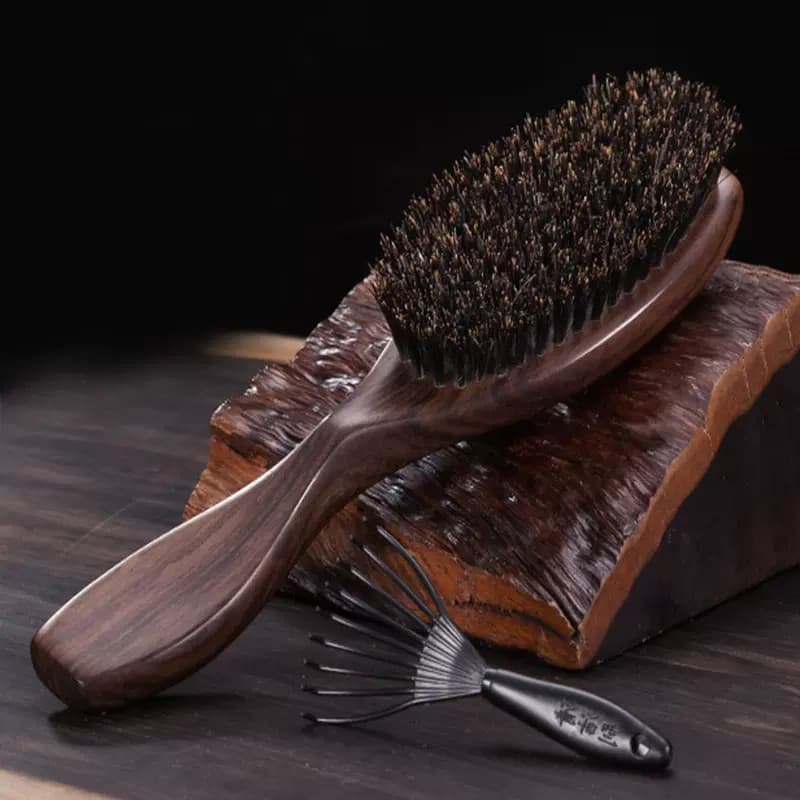 Pente de cerdas de ébano Natural verde sândalo pente escova de cabelo das mulheres dos homens cabelo reto cabeça de cabe