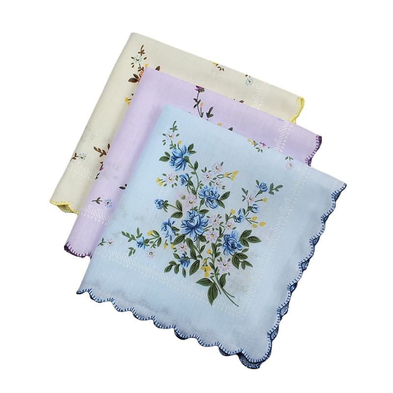 Lenço impresso de algodão senhoras lenço lado crescente Retro absorvente de suor refrescante pequeno lenço senhoras pequ