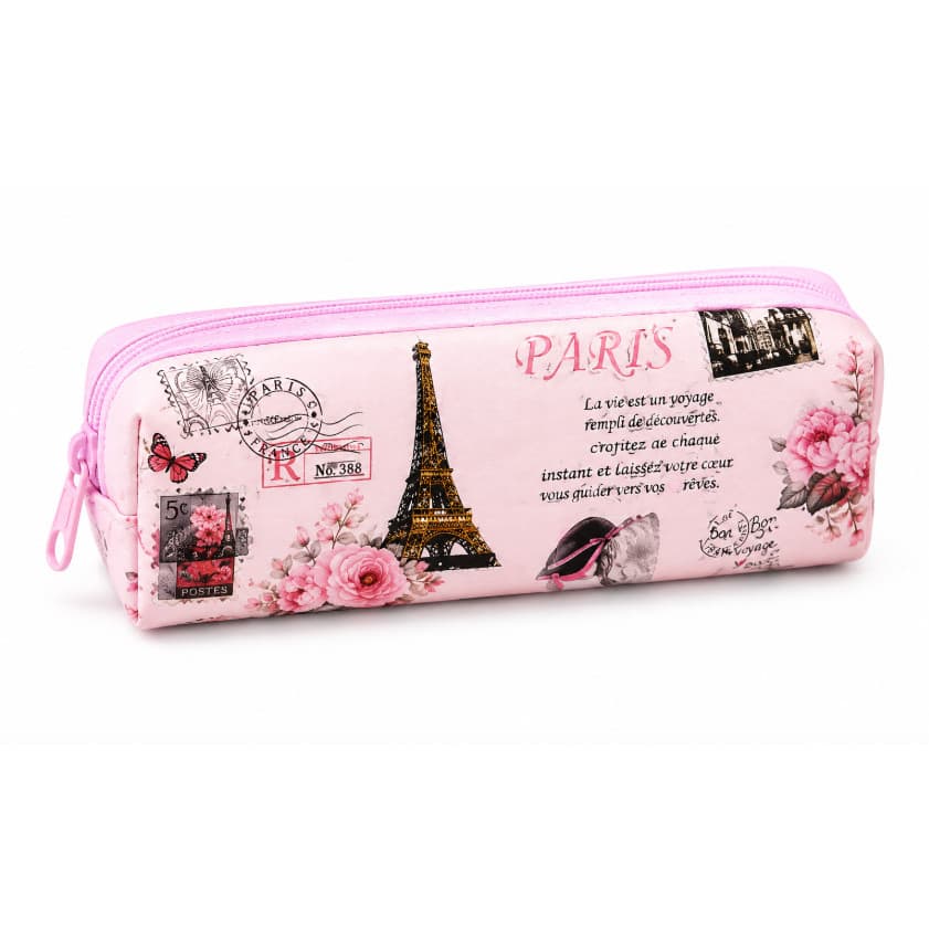 Estojo Paris Escolar Cores e Estampas Sortidas Porta Lápis e Canetas Prático