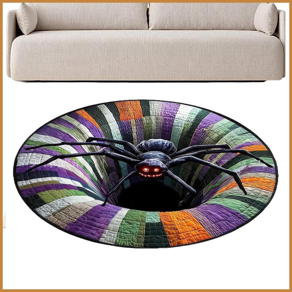 Tapete circular antiderrapante de Halloween com efeito de ilusão óptica, adequado para apartamentos e salas de estar fes
