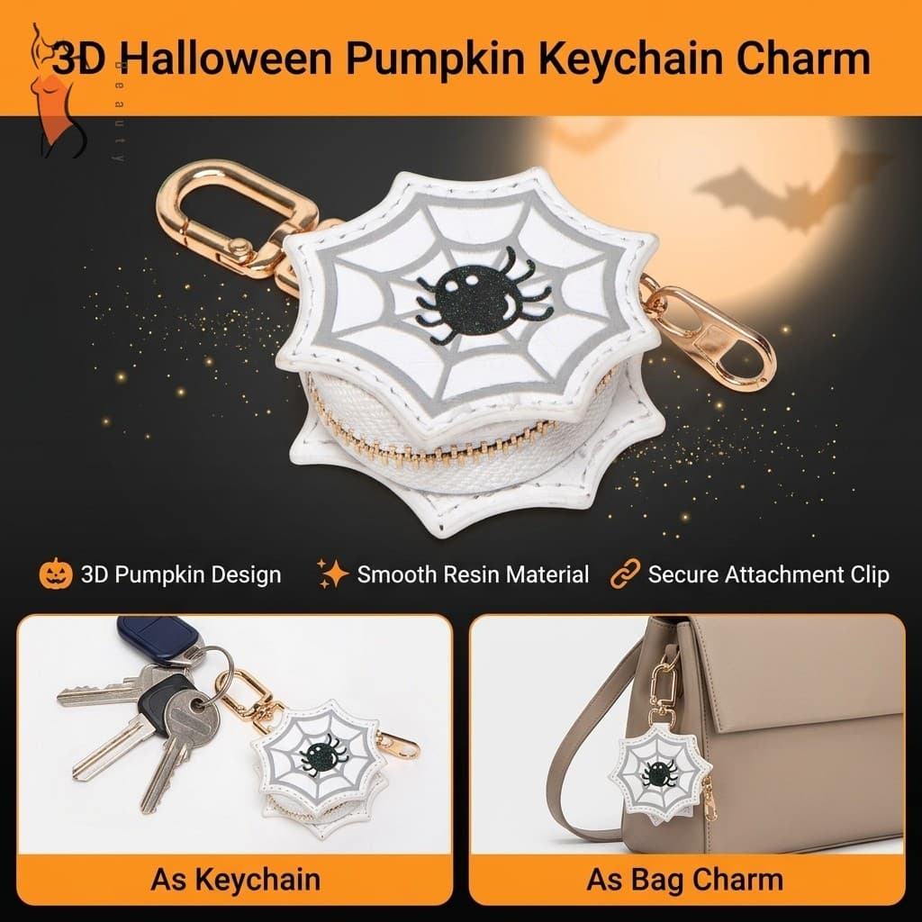 3D Abóbora Teia De Aranha Chaveiro Resina Halloween Bolsa Charme Liga Clipe Mini Pingente Presente