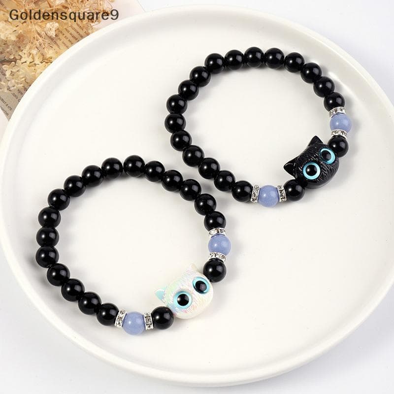 goldensquare9 Bonito Grande Olho Gato Pulseiras Luminosas Para Mulheres Dos Desenhos Animados Animal Pingente Frisado Mã