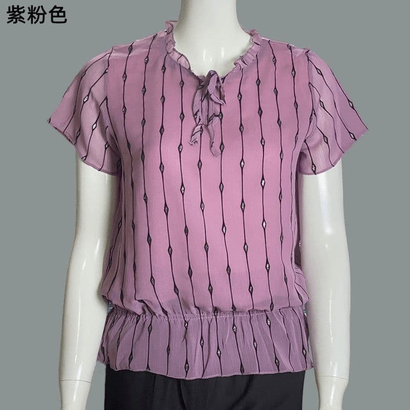 Roupas de chiffon de verão para mães Roupas de chiffon de verão Camisetas de manga curta Roupas femininas de meia-idade