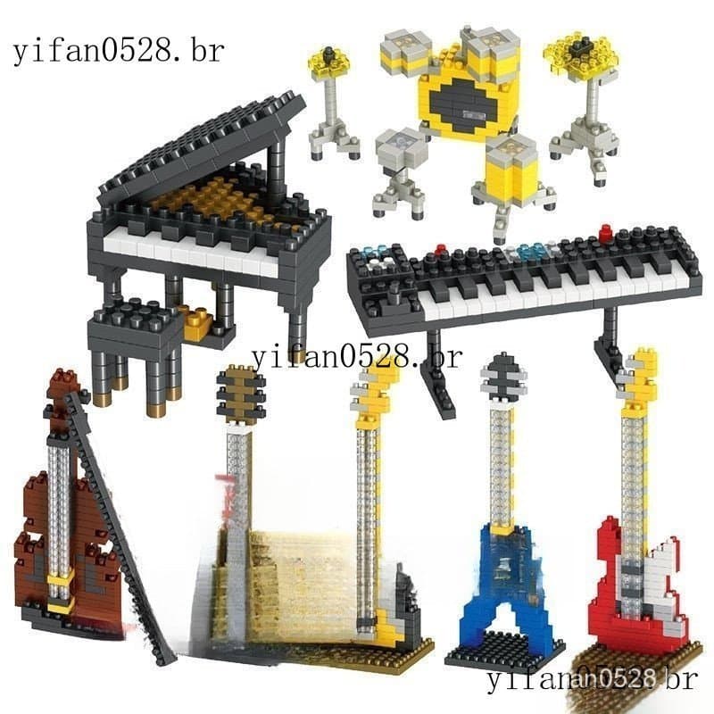 Música Piano Modelo Building Blocks DIY Instrumentos Musicais Violino Diamond Small Miniature Block Partículas Compatíve
