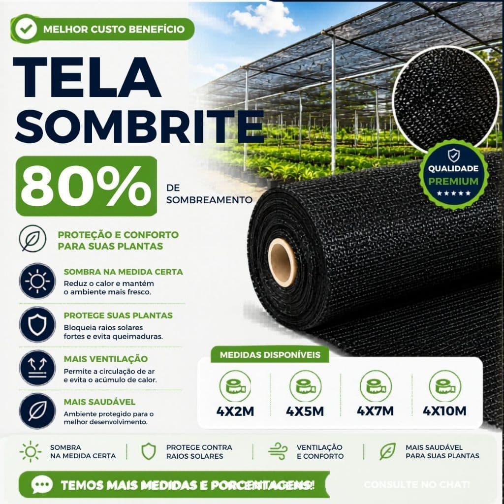 Tela Sombrite Sombreamento 80% Para Horta Jardim Viveiro Estufa Orquidário Pergolado Piscina Decoração