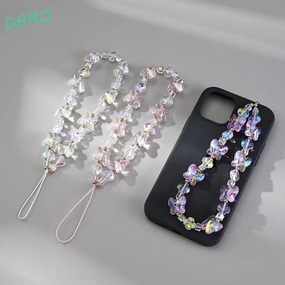 Corrente Acrílica Para Celular Dara , Pingente De Telefone Borboleta Transparente Y2K , Cordão Doce Meninas