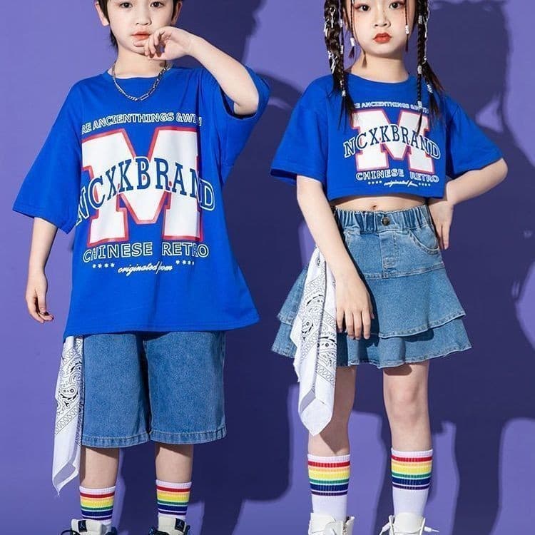Traje de desempenho do dia das crianças traje de dança de rua estudante jogos de jardim de infância traje de líder de to