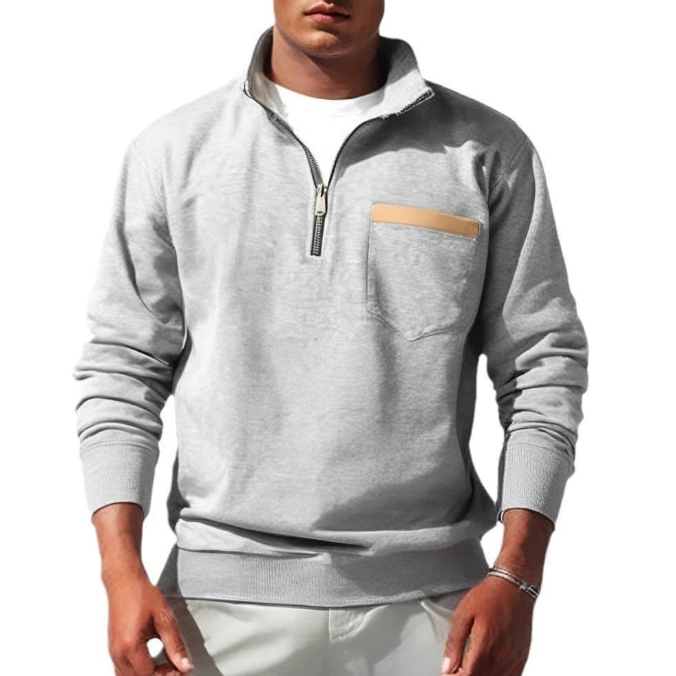 2025 jaqueta transfronteiriça masculina outono inverno meio zíper gola alta forro de lã moletom pesado remendo bolso cam