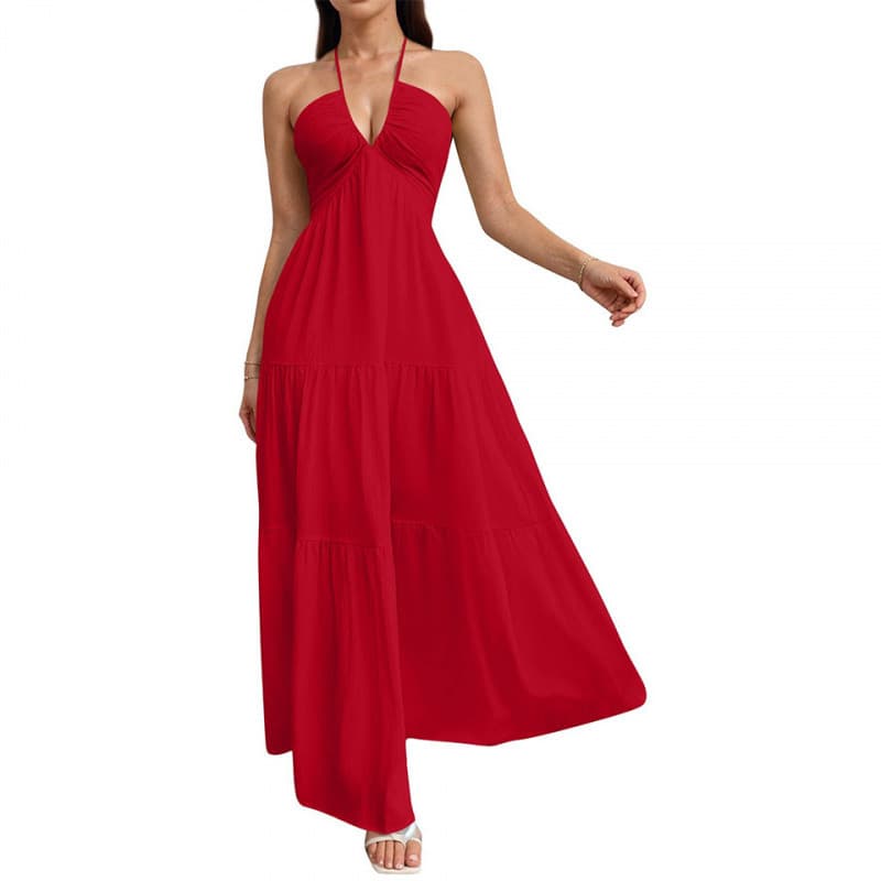 Saia feminina novo estilo venda quente vestido Halterneck
