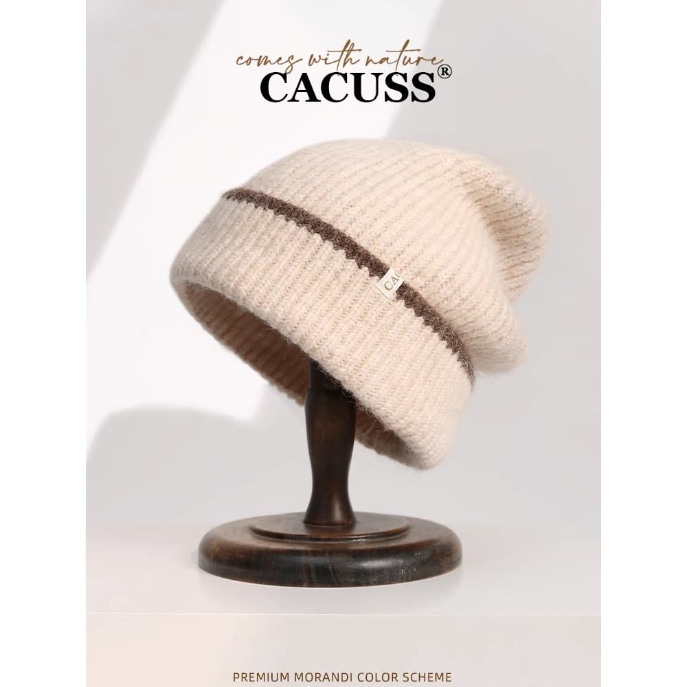 Outono inverno chapéu feminino 2025 novo estilo chapéu de lã moda pilha chapéu de malha quente circunferência da cabeça