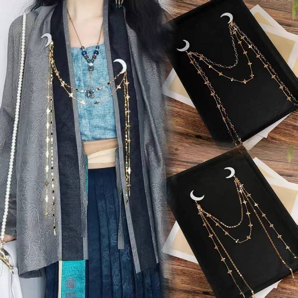 Corrente à prova de vento Hanfu Novo broche de lua estilo chinês magnético multiuso estilo chinês joias prensa pingente