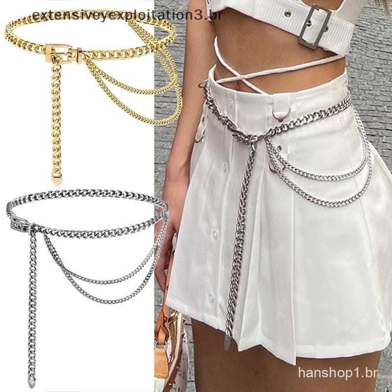 EEBR Cintos De Corrente De Metal Multicamadas Para Mulheres Cintura Longa sel Vestido Jeans Senhora Femininos Corporal .