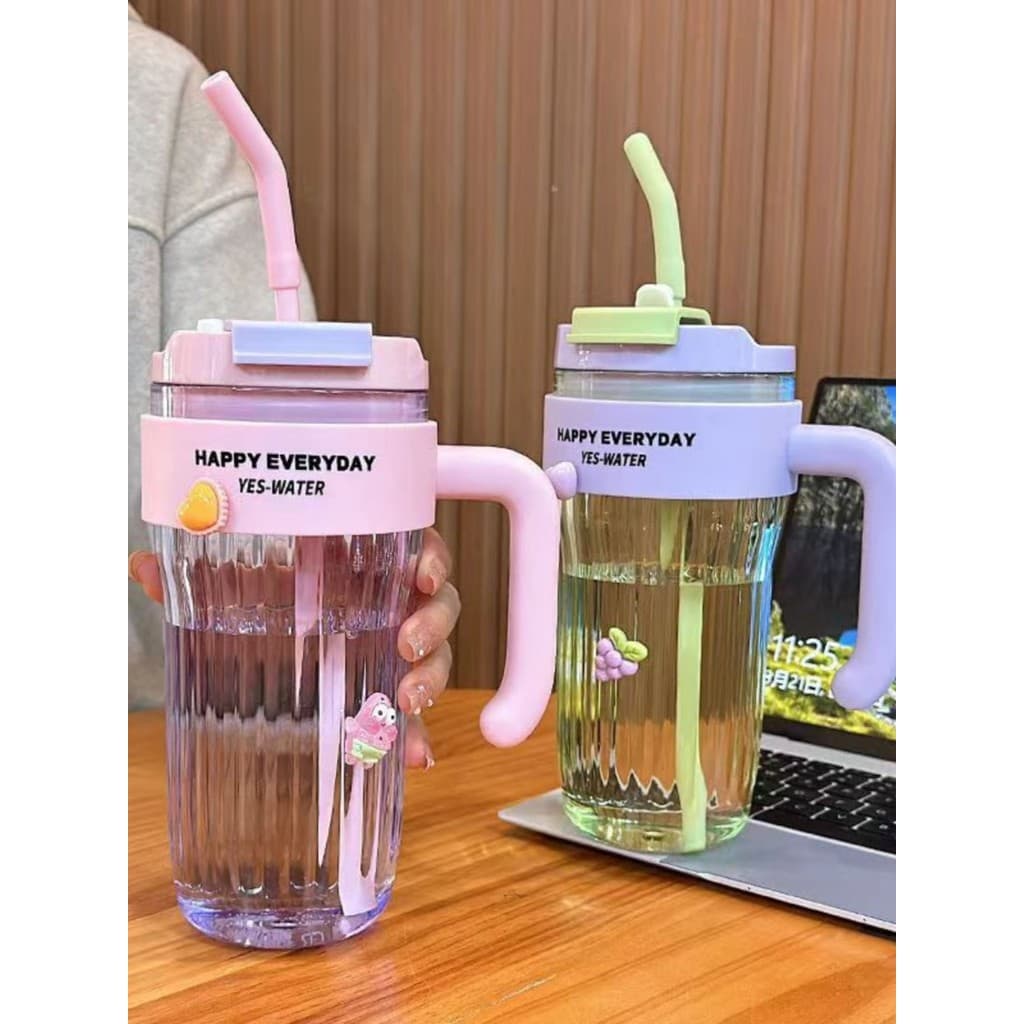 Verão duplo beber copo de água de grande capacidade resistente a altas temperaturas meninas escritório xícara de café co