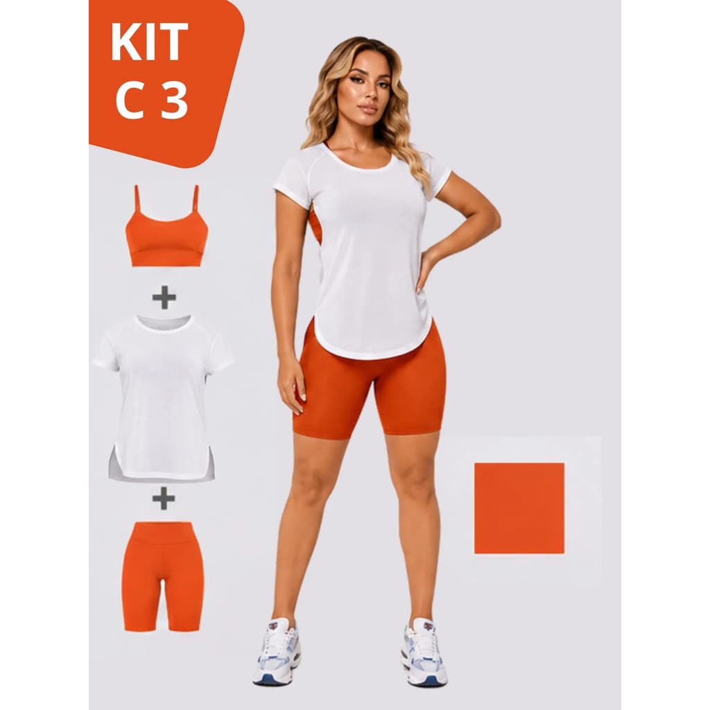 Kit Conjunto Fitness Blackout Top + Short + Blusa Dry Fit OGR