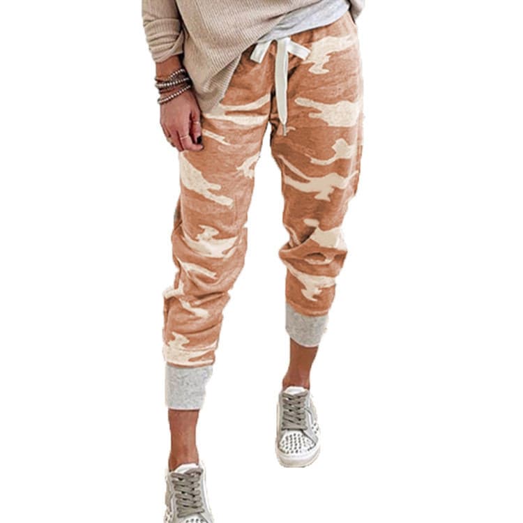 Calça feminina Casual com estampa camuflada e cordão