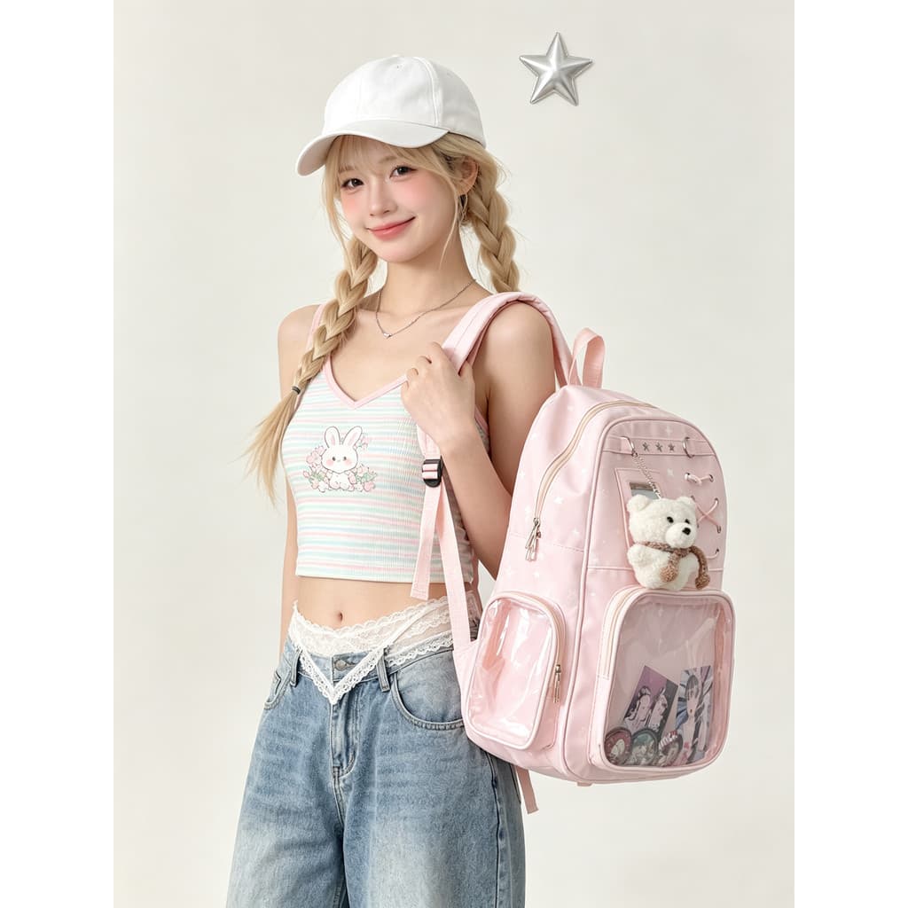 Mochila escolar estudante do ensino médio feminino 2026 novo estilo elegante mochila All-Match bolsa de dor de grande ca