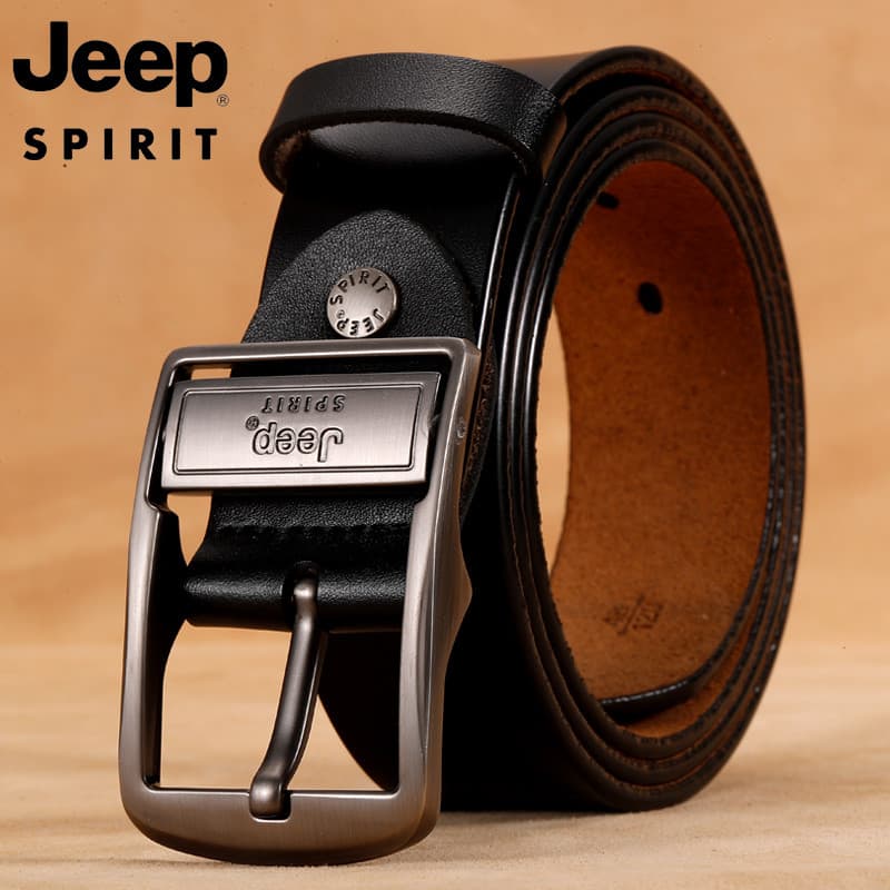 JEEP Cinto De Couro Genuíno Masculino Cinto Pin Fivela Calças Masculinas Cinto Casual Versão Coreana Na Moda Cinto Juven