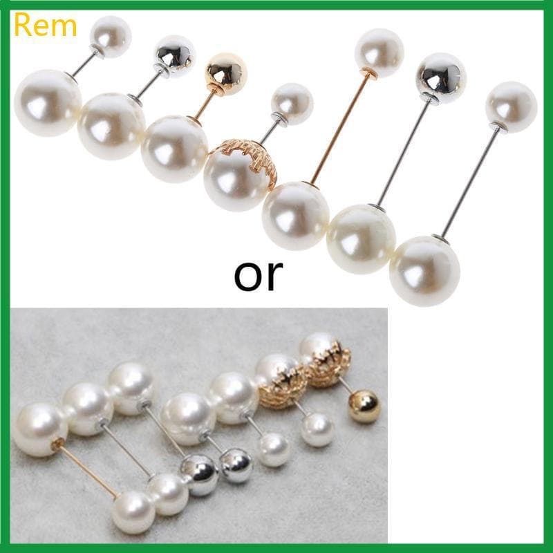 Rem 7x Conjunto Suéter Xale Clipe Clássico Duplo Pérola Broches Jóias Decoração Cachecol Pinos De Segurança Para Sacos D