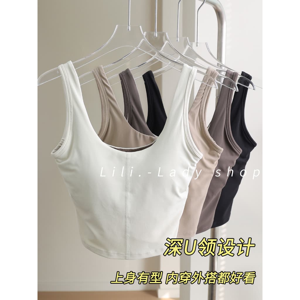 Colete de yoga feminino com almofada no peito de secagem rápida Pilates bonito treinamento yoga roupa interior de alta i
