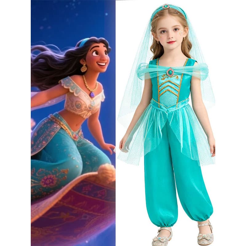 Verão novos produtos crianças jasmim vestido de princesa Halloween mil e uma noites Aladdin lâmpada mágica cos evento de