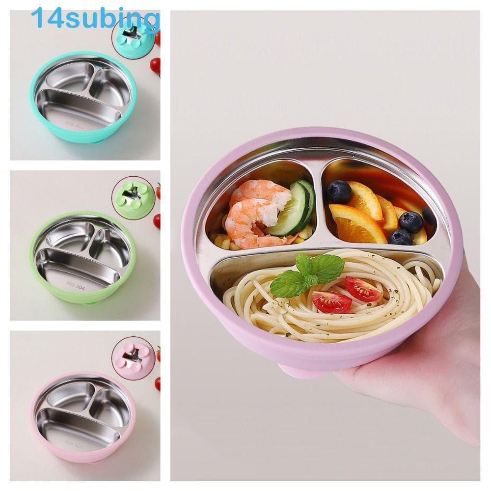SUBING Prato De Jantar Com Ventosa Para Bebê , Design Dividido Isolamento Térmico , 3 Grades , Pratos Infantis