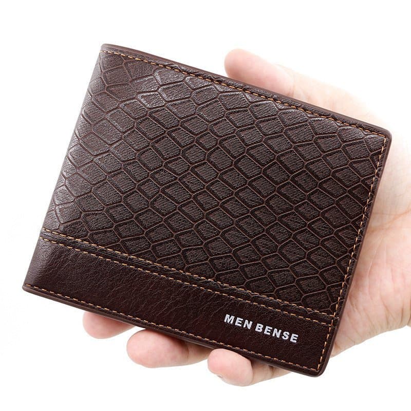 [Promoção Quente] Carteira Curta Masculina de Negócios Europeia e Americana com Padrão de Cobra em Relevo, Elegante Port