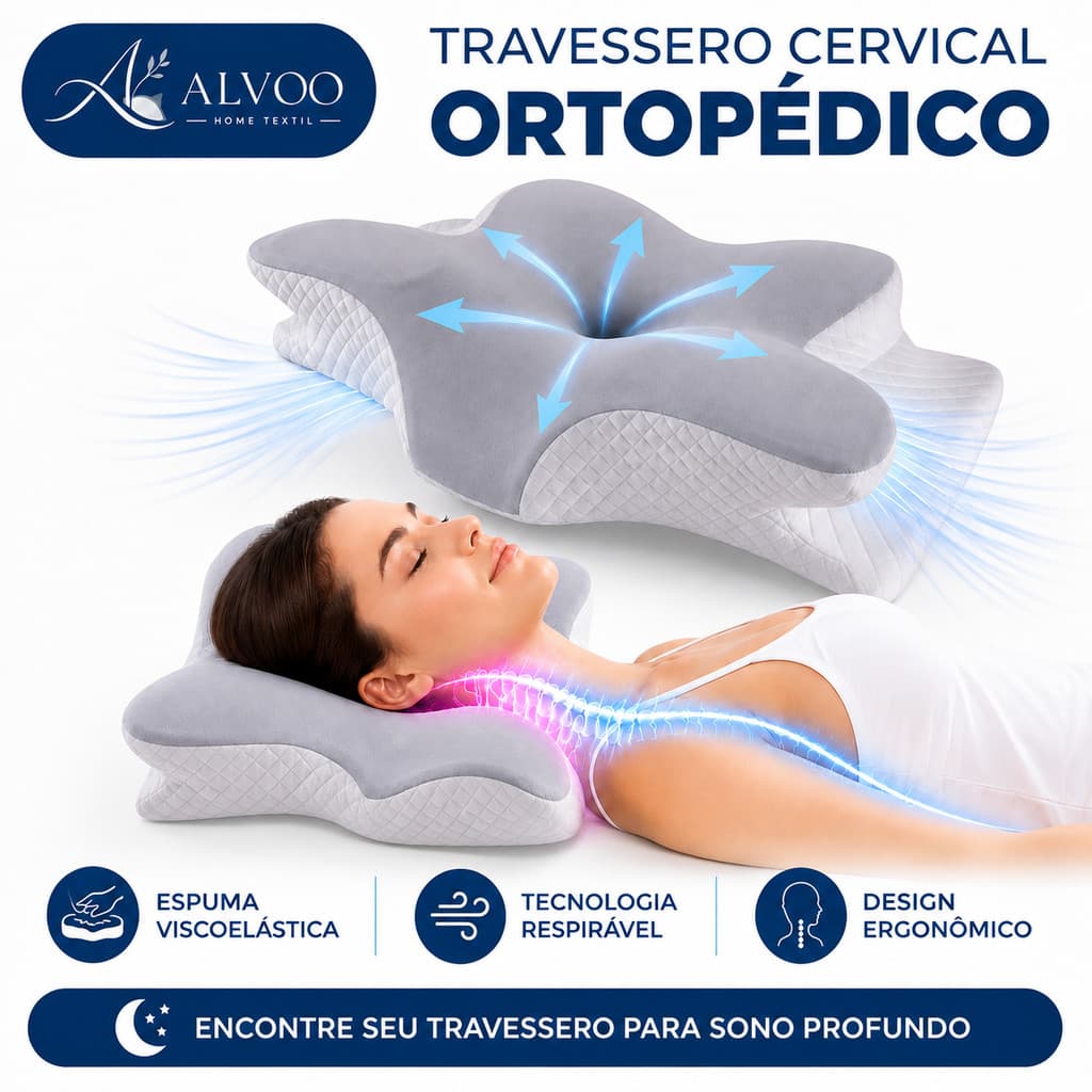 Travesseiro Ortopédico Posture Care Abas Cervical Anti Ronco Apnéia Ergonomico Espuma Premium