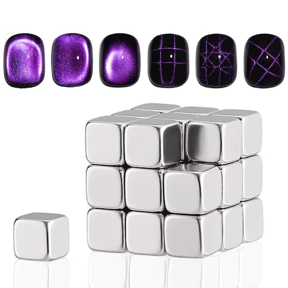 27 Pçs Olho De Gato Prego Ímã Conjunto Quadrado Placa Magnética Varinha Forte Ferramenta Da Arte Do Para Gel Polonês DIY