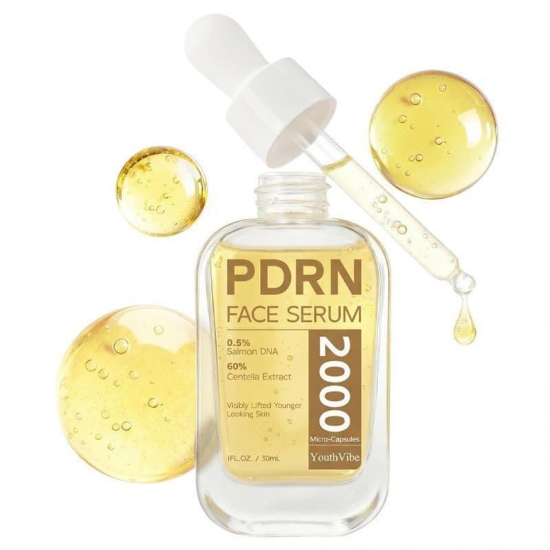 YouthVibe0.5%PDRNSerumforFace, Sérum Facial Anti-Envelhecimento com DNA de Salmão, Ácido Hialurônico+Niacinamida+Esquala