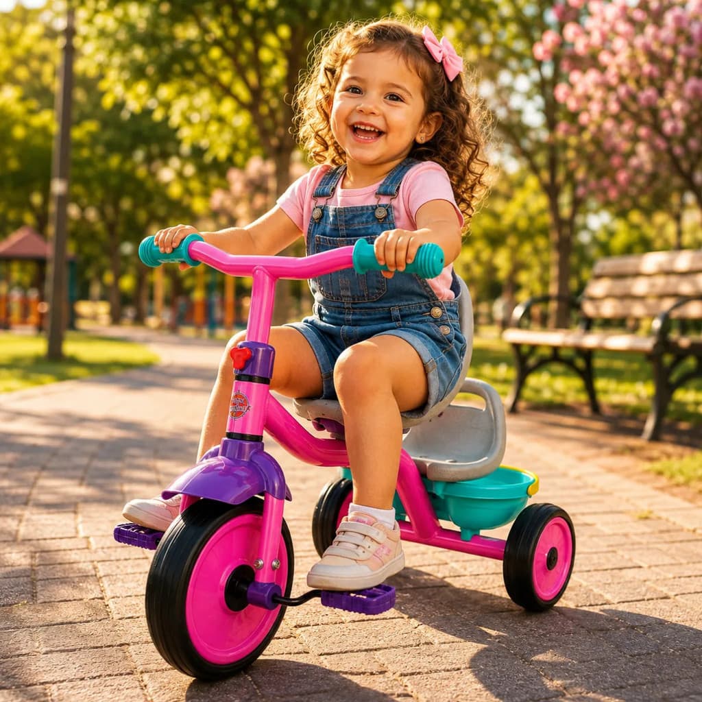 Triciclo Infantil 3 Rodas Com Pedal Cesto Brinquedo Criança