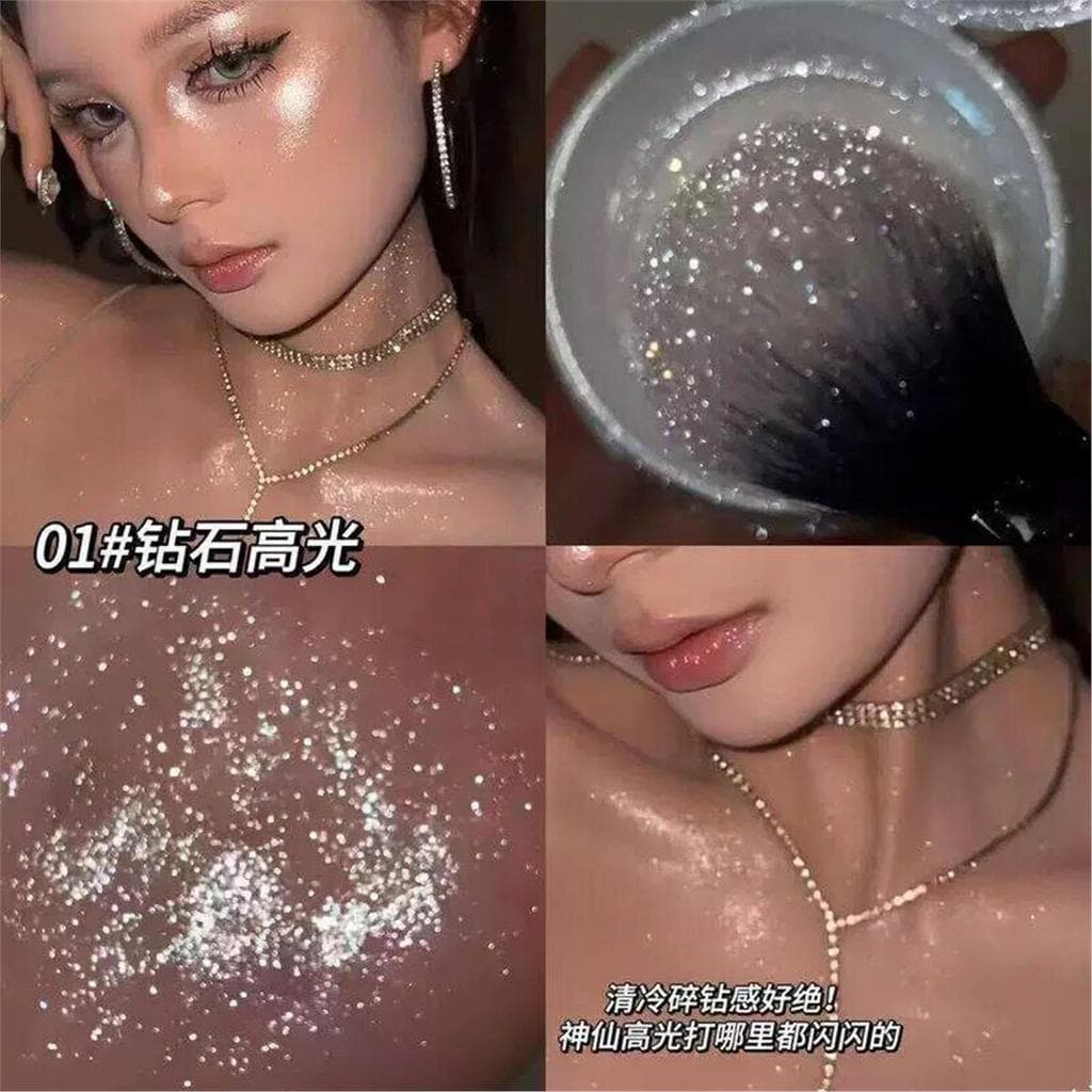 Pó Solto Brilhante G!!Marcador de diamante Glitter maquiagem nupcial pescoço clavícula corpo iluminador iluminador